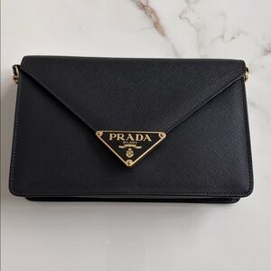 Prada Black Crossbody Bag with Gold Chain